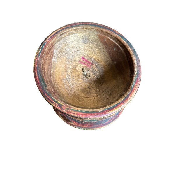 Vintage Handcrafted Wooden Trinket Box W/ Intricate Brass Inlay Lid - Picture 4 of 9